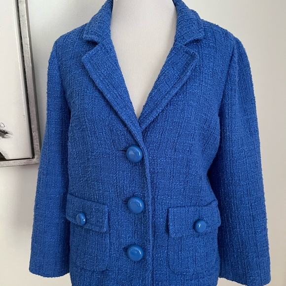 Kate Spade Royal Blue Boucle Jacket Size 6